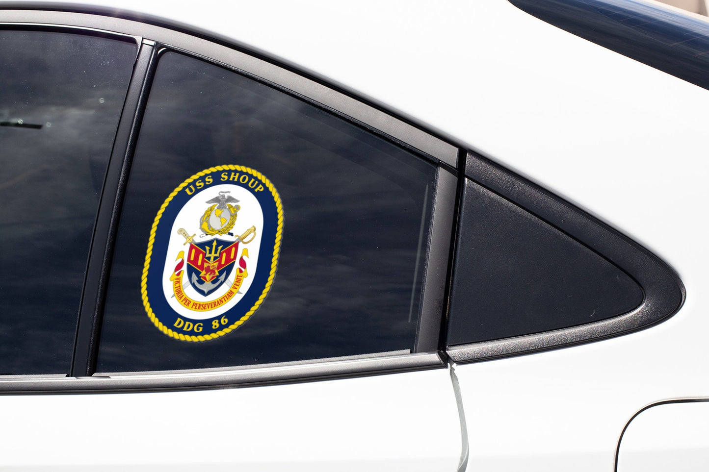 USS Shoup DDG-86 Badge Sticker Decal Arleigh Burke Class Destroyer Car Sticker Bumper Sticker for Car Emblem