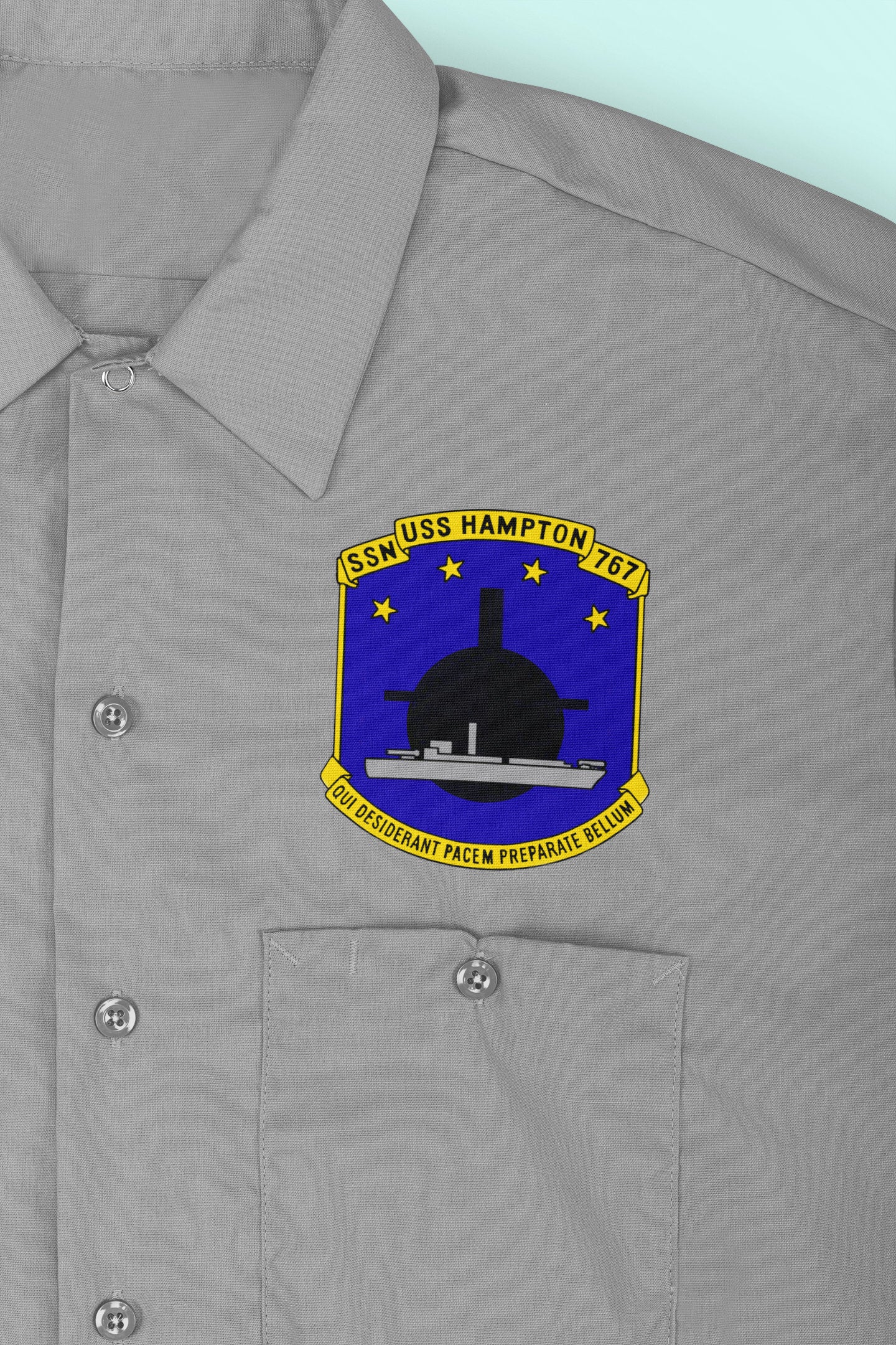 USS Hampton SSN-767 Badge Iron On Heat Transfer Vinyl HTV Los Angeles Class Attack submarine