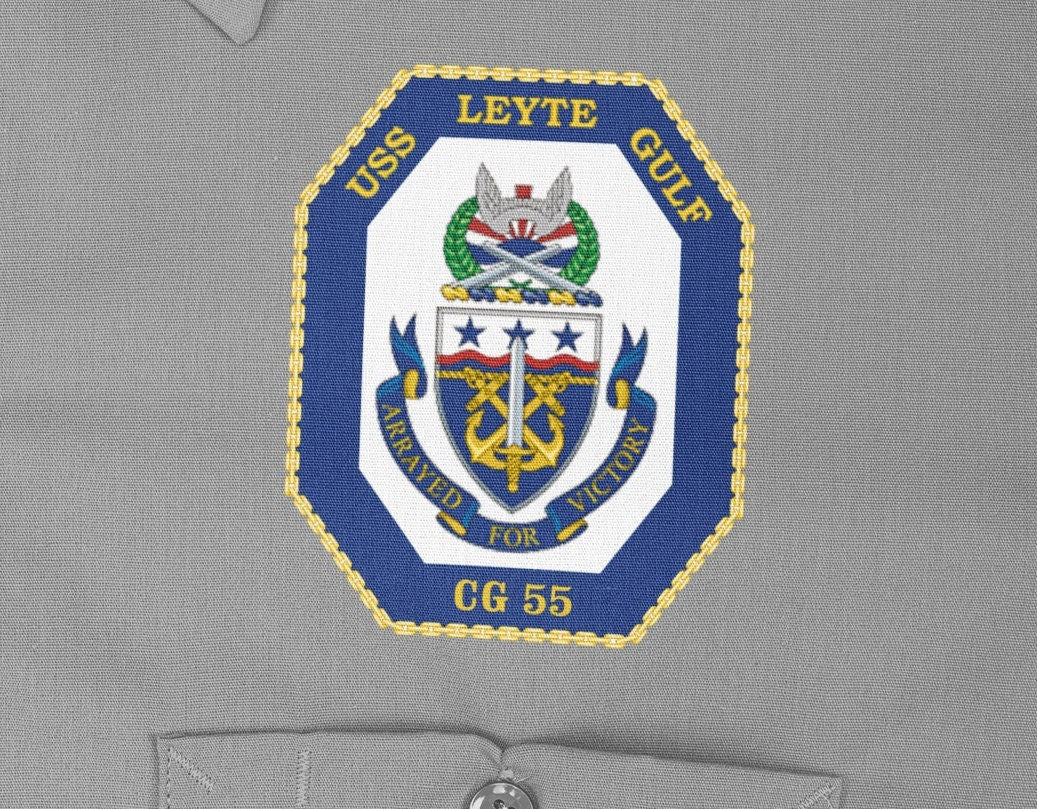 USS Leyte Gulf CG-55 Badge Iron On Heat Transfer Vinyl HTV Ticonderoga Class Cruiser