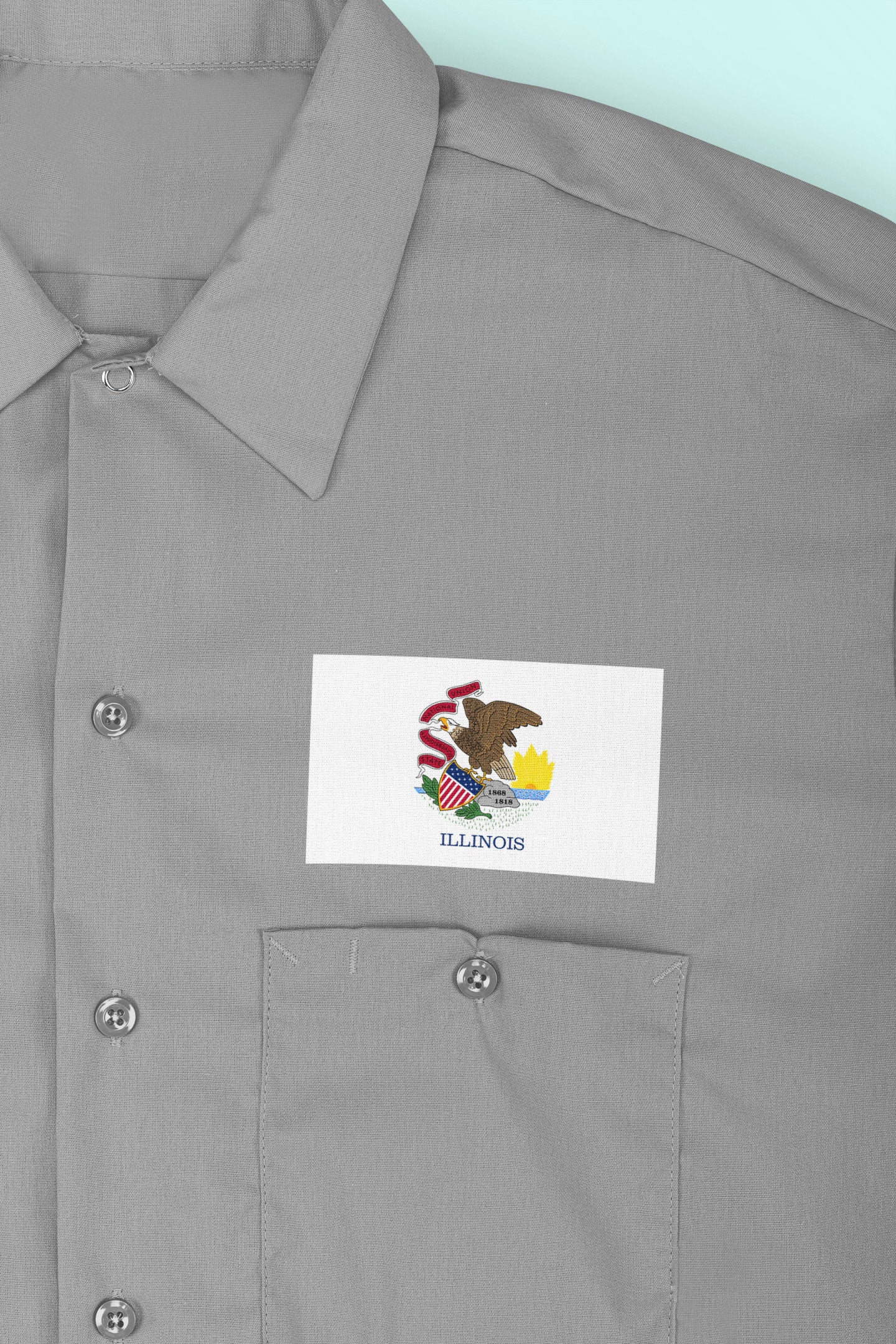 State of Illinois Flag Iron On Heat Transfer Vinyl HTV Illinois State Springfield Prairie State Land of Lincoln Corn State Garden of West