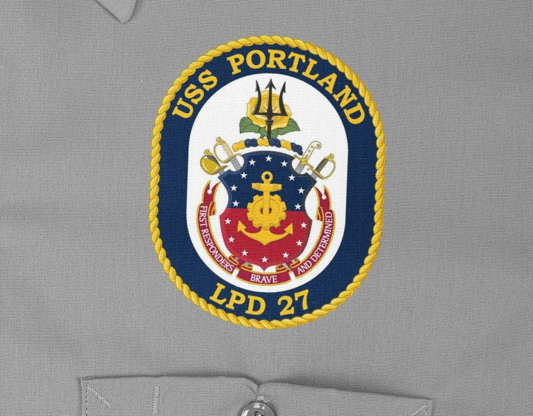 USS Portland LPD-27 Badge Iron On Heat Transfer Vinyl HTV San Antonio Class Amphibious transport dock