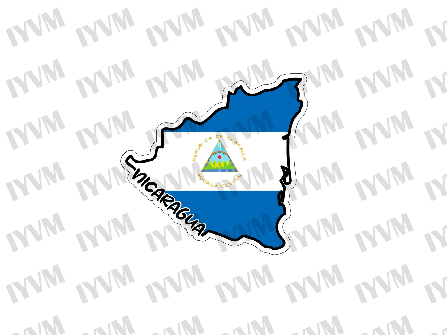 Nicaragua Map Flag Sticker Decal / Republic of Nicaragua / República de Nicaragua / En Dios confiamos / Managua /