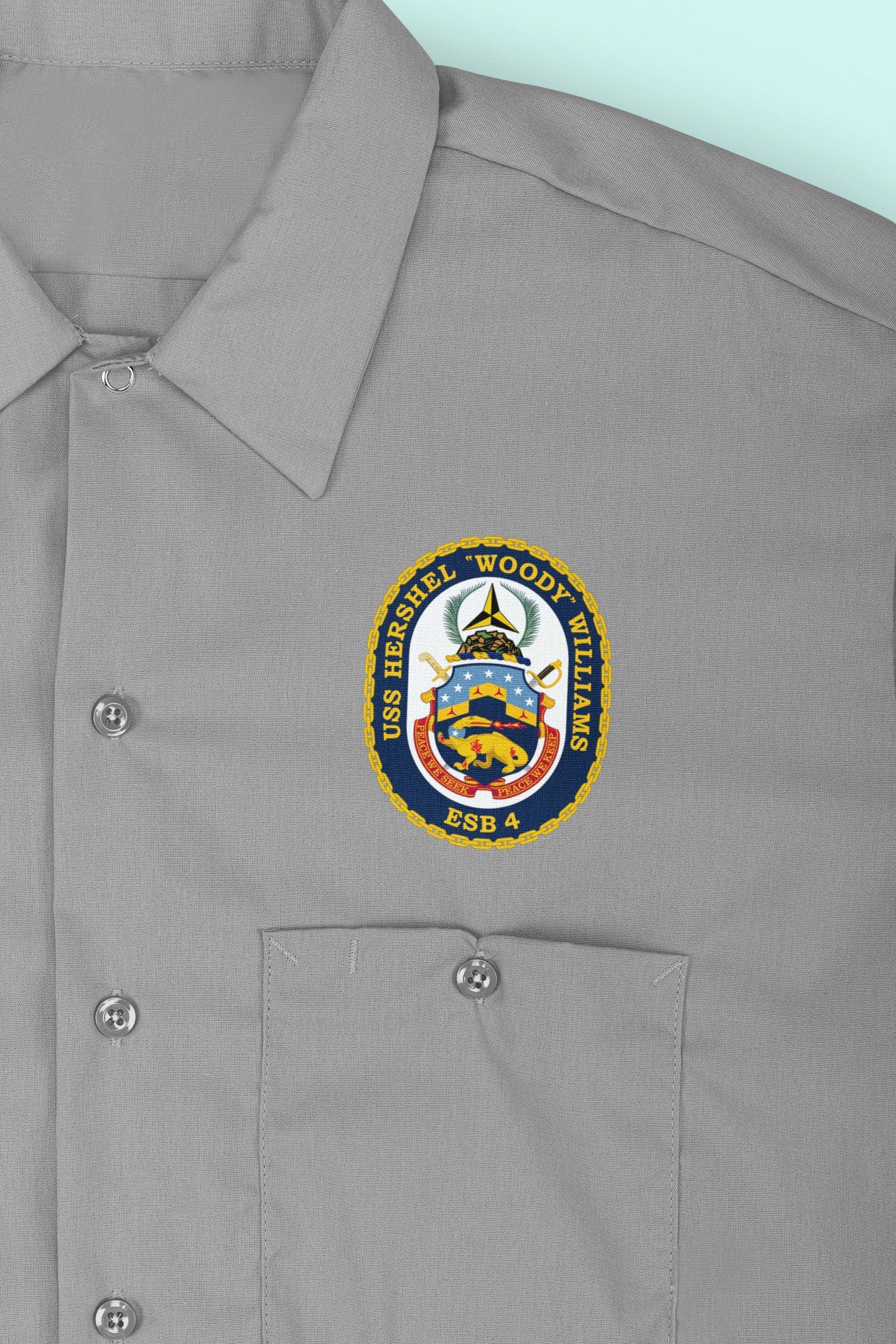 USS Hershel "Woody" Williams ESB-4 Badge Iron On Heat Transfer Vinyl HTV Lewis B. Puller Class Expeditionary