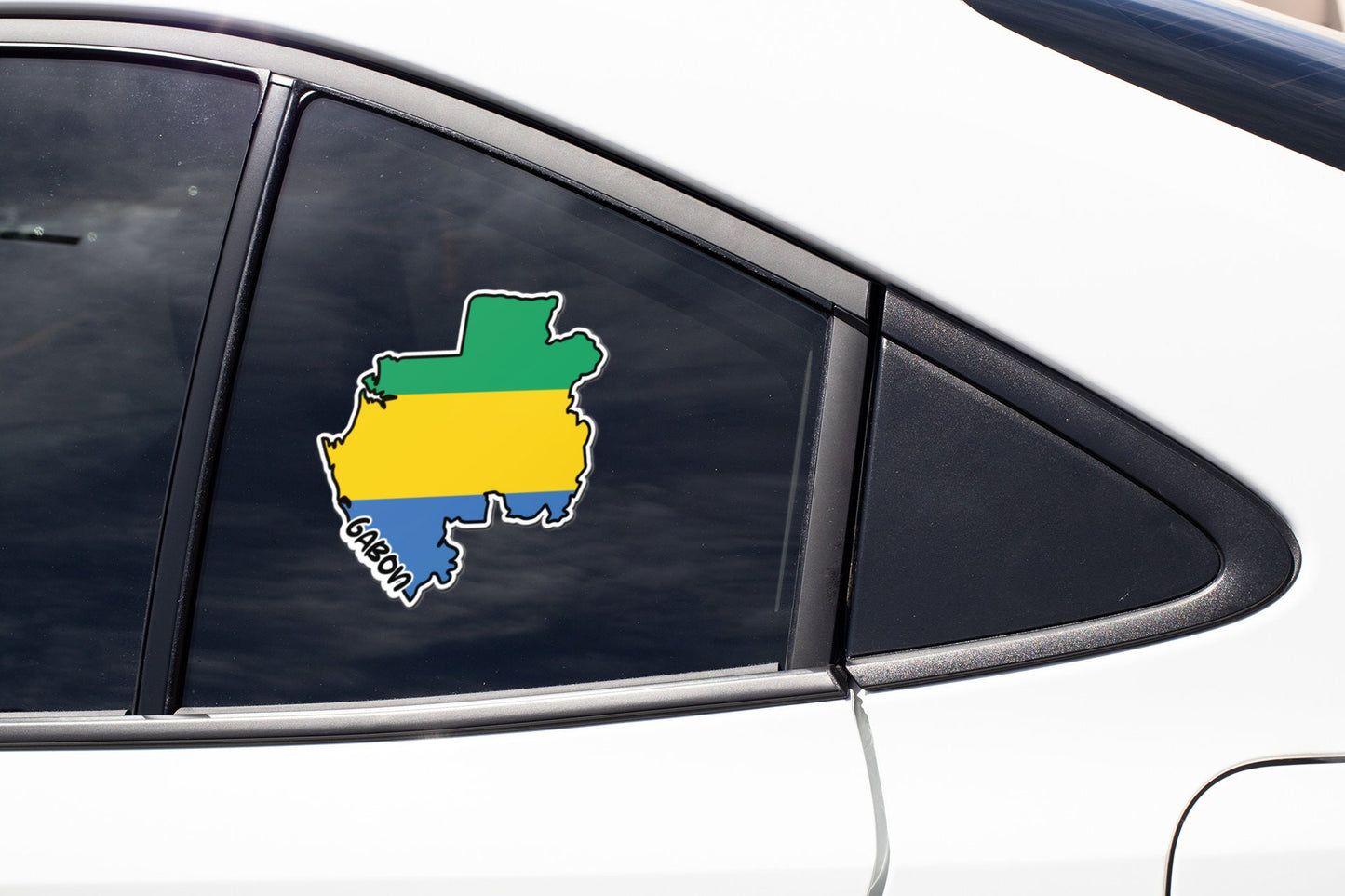 Gabon Map Flag Sticker Decal