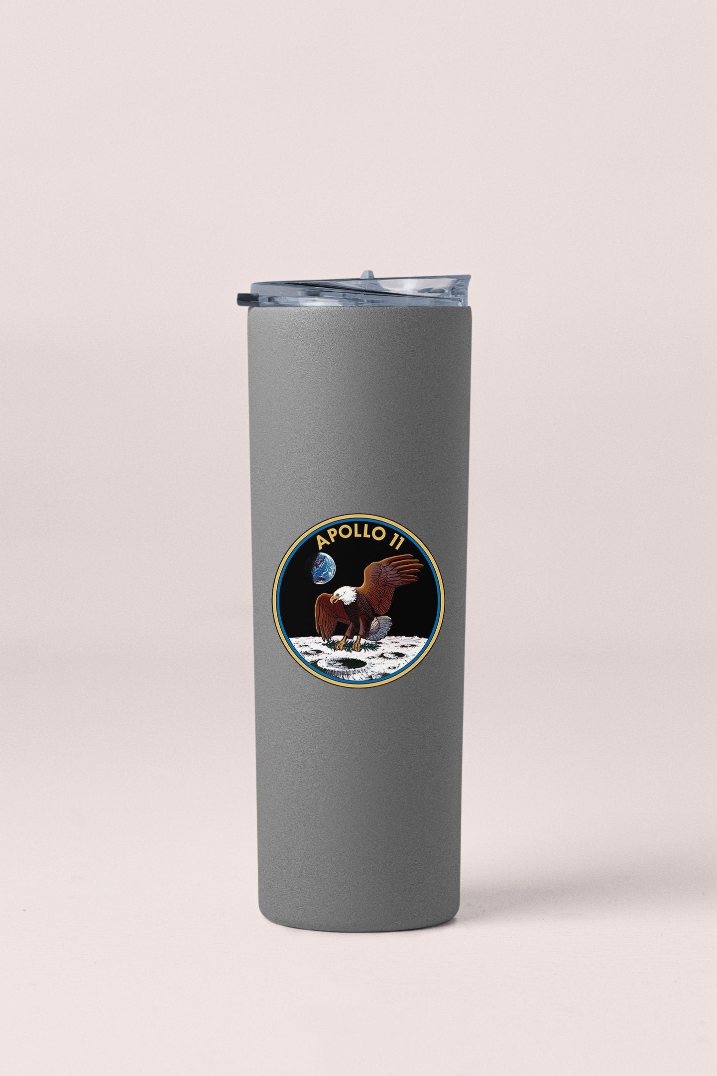 a stainless steel tumbler with a picture of a horse on it