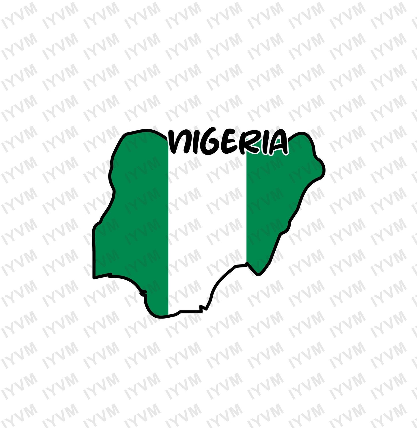 Nigeria Map Flag Iron On Heat Transfer Vinyl HTV / Federal Republic of Nigeria / Unity and Faith, Peace and Progress / Abuja