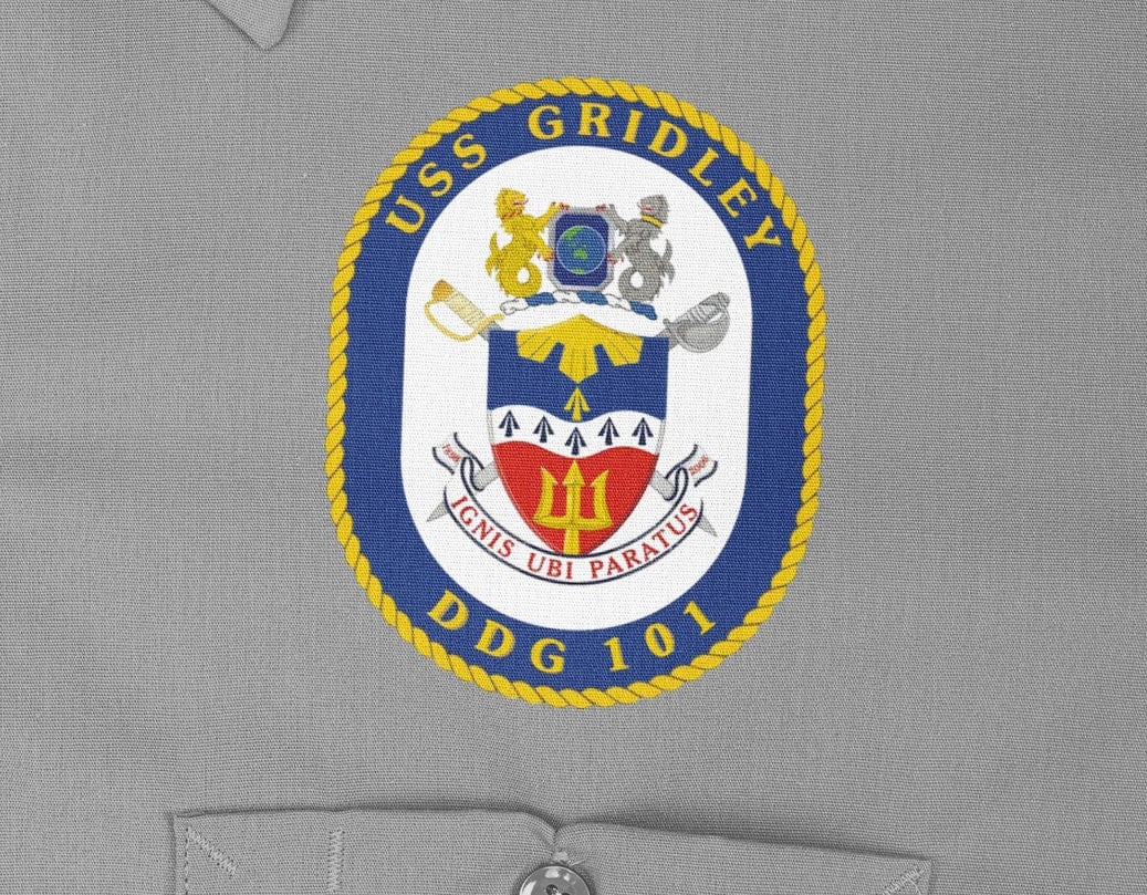 USS Gridley DDG-101 Badge Iron On Heat Transfer Vinyl HTV Arleigh Burke Class Destroyer