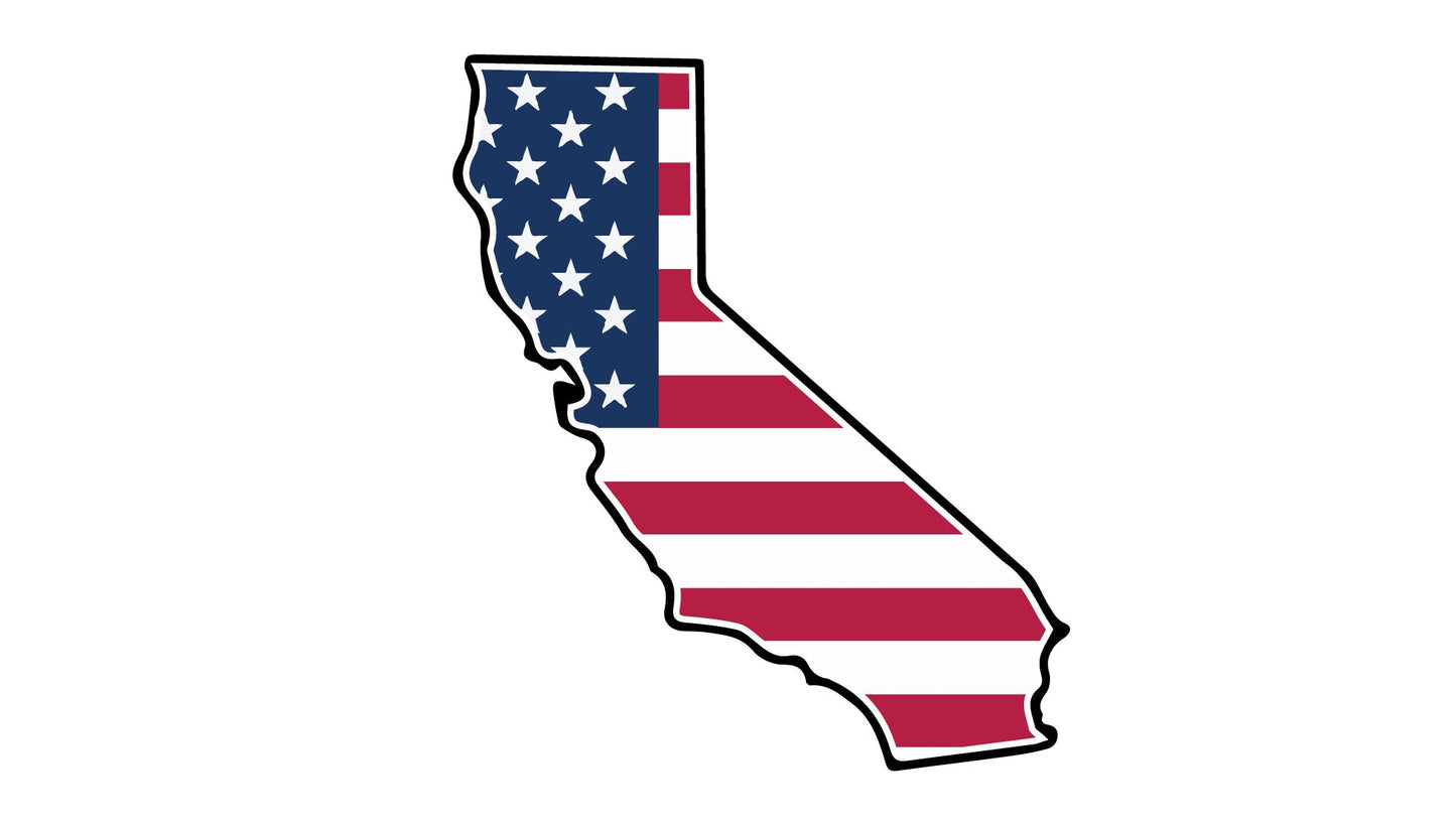 a map of the state of california with the american flag