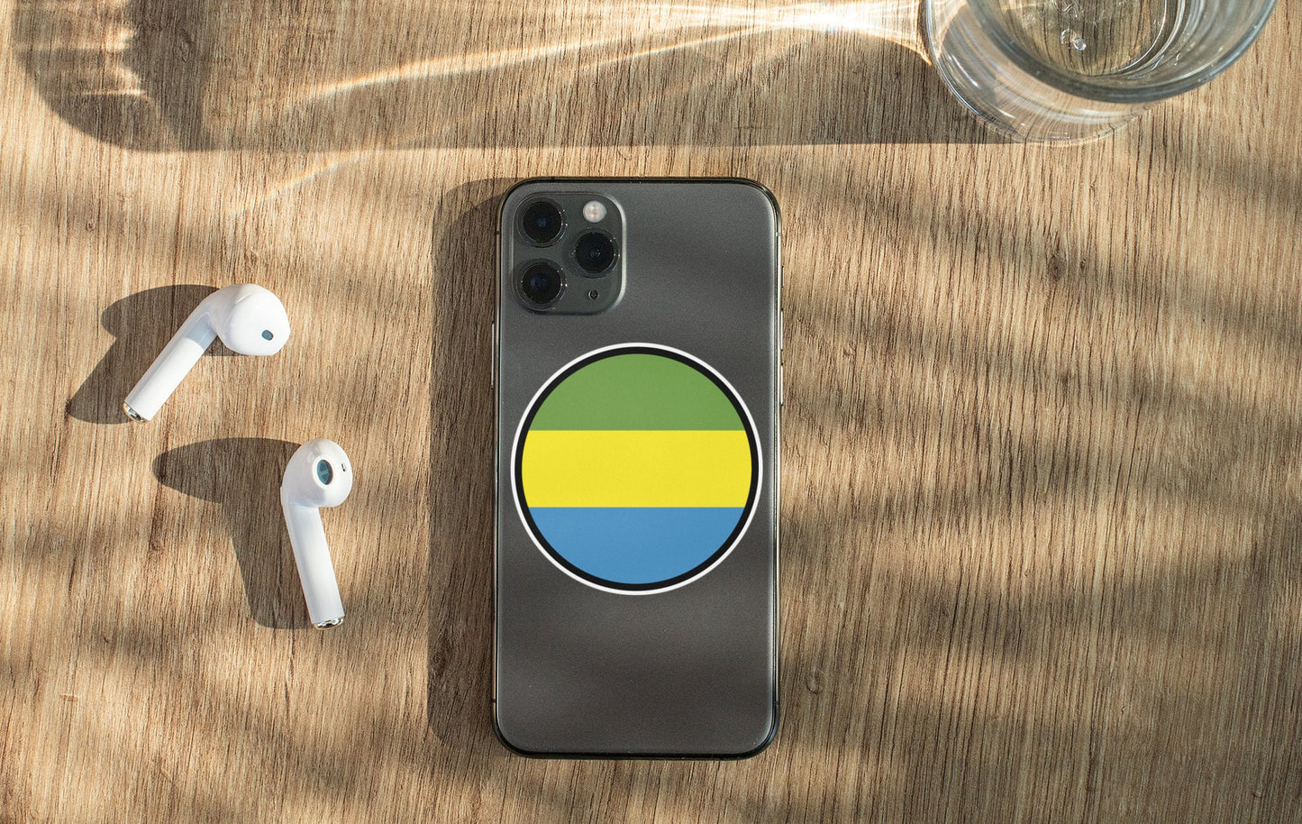 Gabon Flag Circle Sticker Decal
