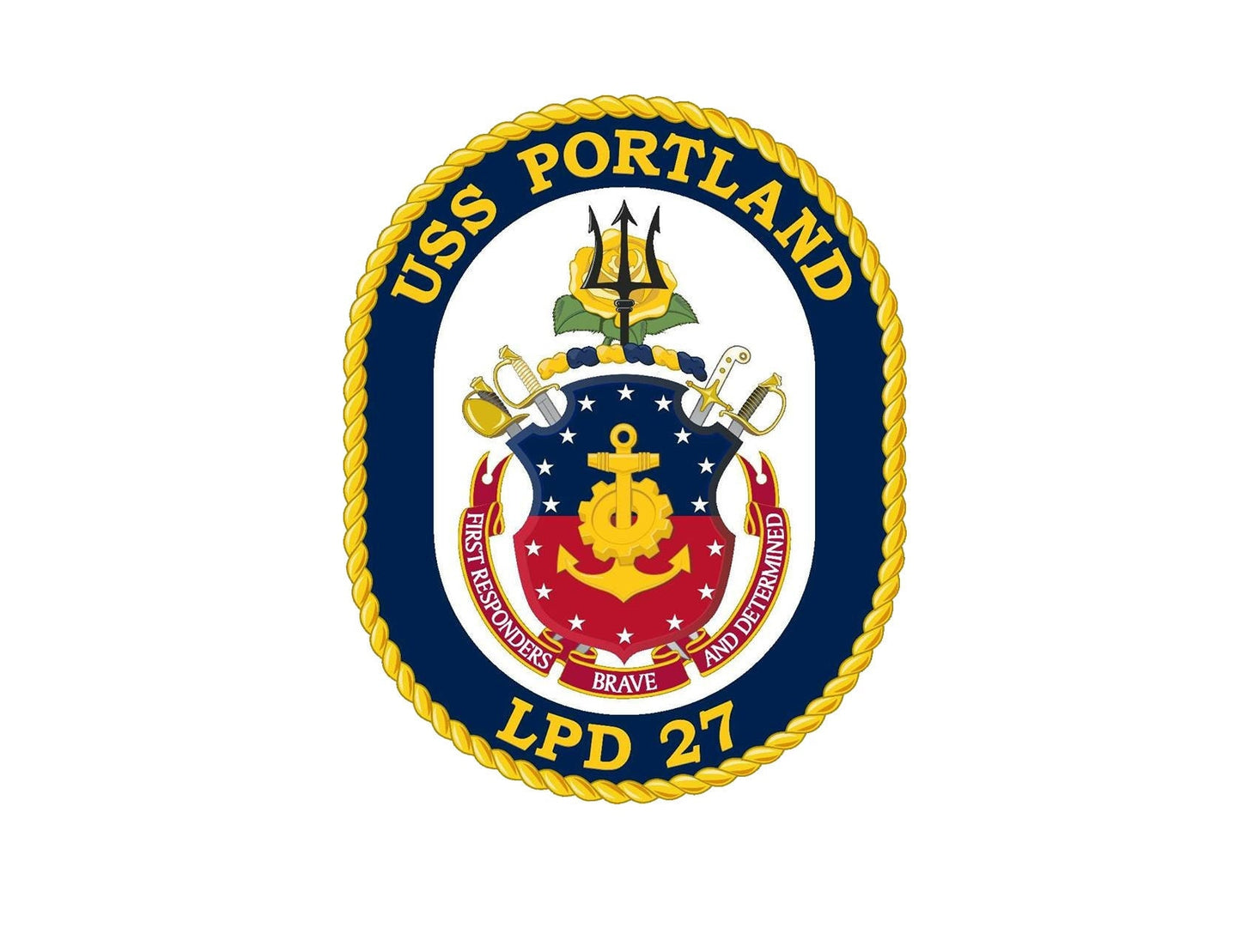 USS Portland LPD-27 Badge Sticker Decal San Antonio Class Amphibious transport dock Car Sticker Bumper Sticker for Car Emblem