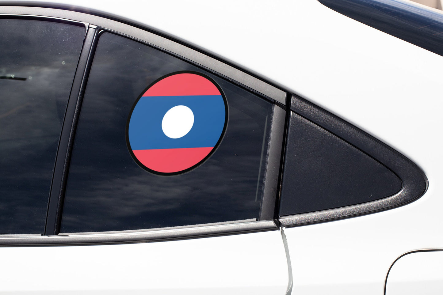 Laos Flag Circle Sticker Decal