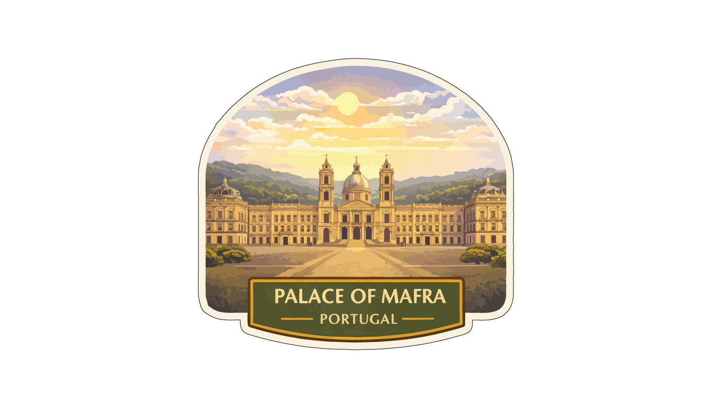 a large, ornate palace with multiple towers and domes, set against a backdrop of a cloudy sky and a sunset.