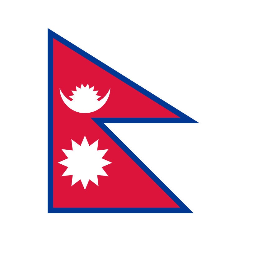 Nepal Flag Sticker Decal / Federal Democratic Republic of Nepal / "Janani Janmabhumishcha Swargadapi Gariyasi / Kathmandu / Nepali