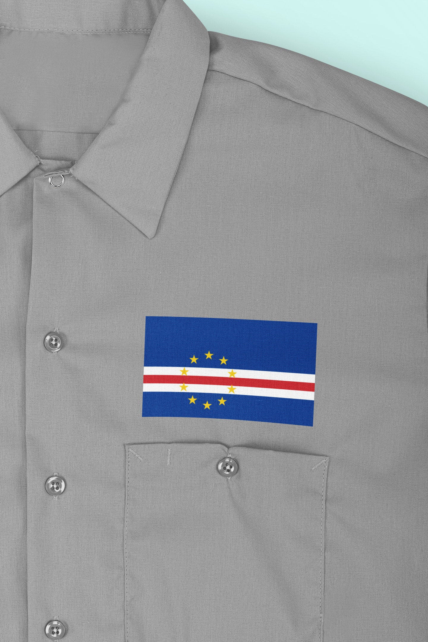 Cape Verde Flag Iron On Heat Transfer Vinyl HTV / Cabo Verde / Republic of Cabo Verde / Praia / Unidade, Trabalho, Progresso