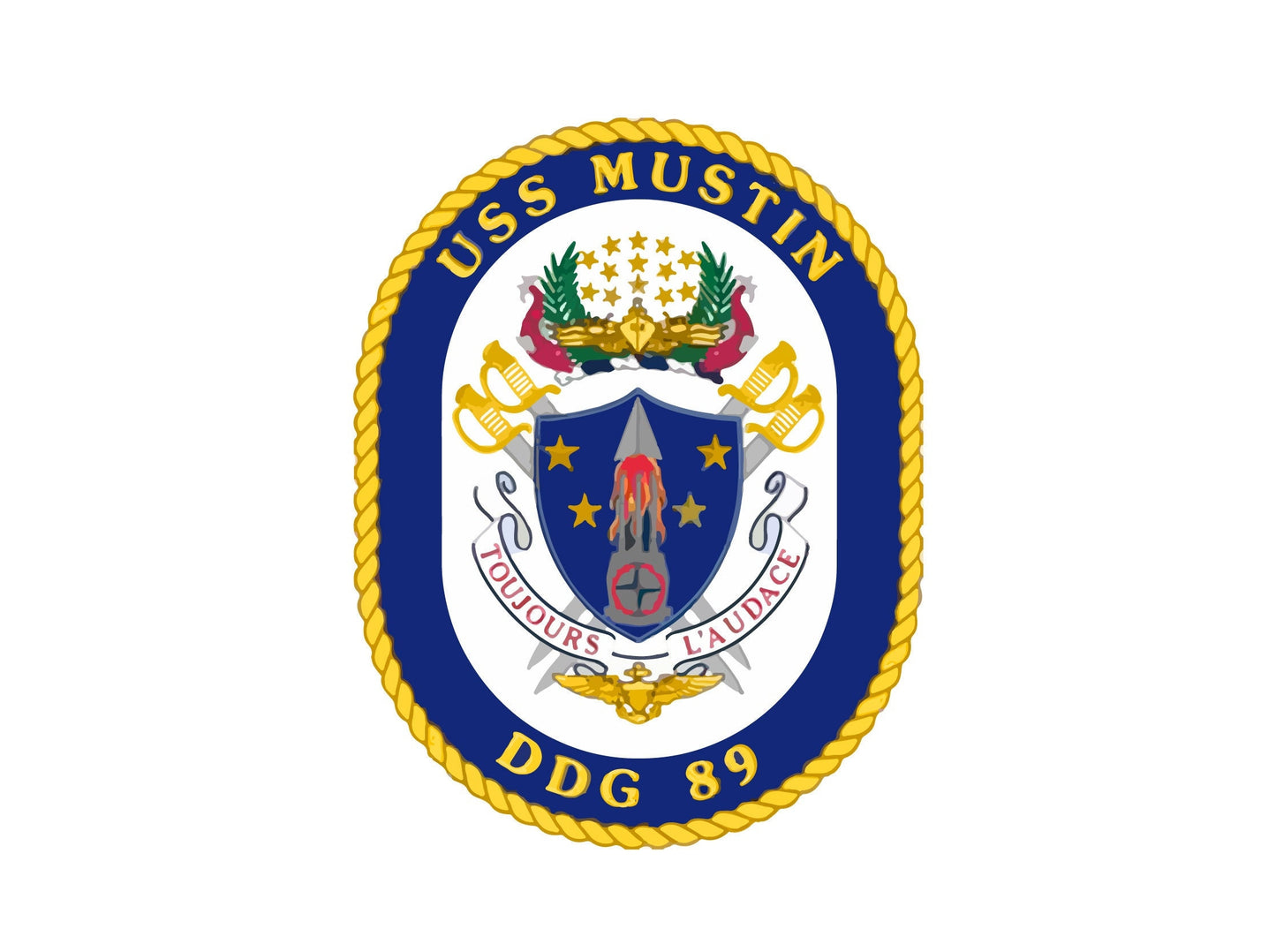 USS Mustin DDG-89 Badge Sticker Decal Arleigh Burke Class Destroyer Car Sticker Bumper Sticker for Car Emblem