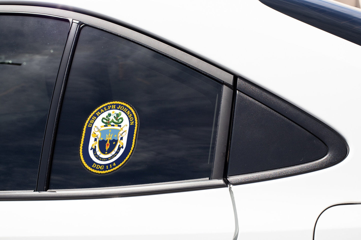 USS Ralph Johnson DDG-114 Badge Sticker Decal Arleigh Burke Class Destroyer Car Sticker Bumper Sticker for Car Emblem