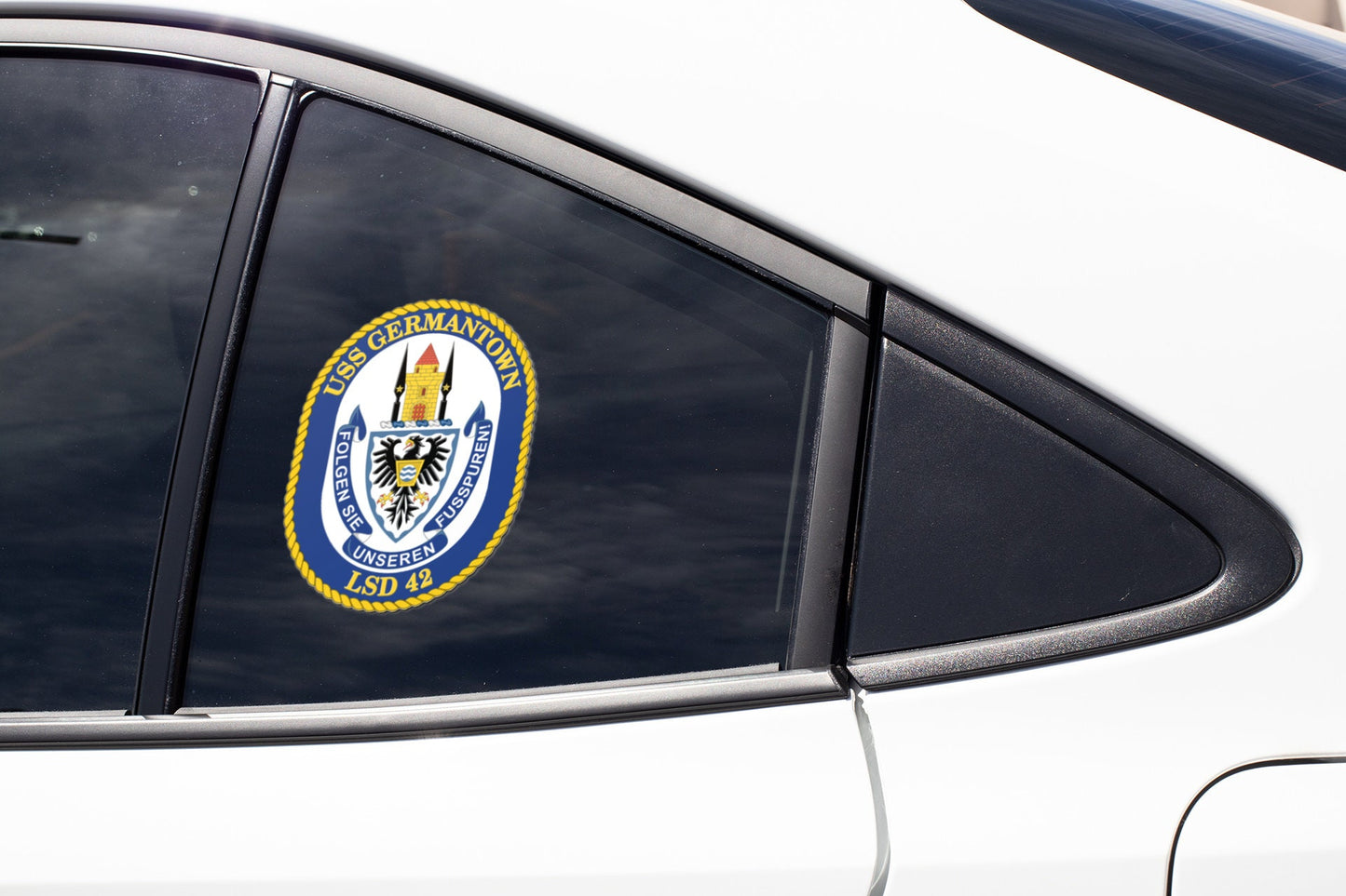 USS Germantown LSD-42 Badge Sticker Decal Whidbey Island Class Dock landing ship Car Sticker Bumper Sticker for Car Emblem