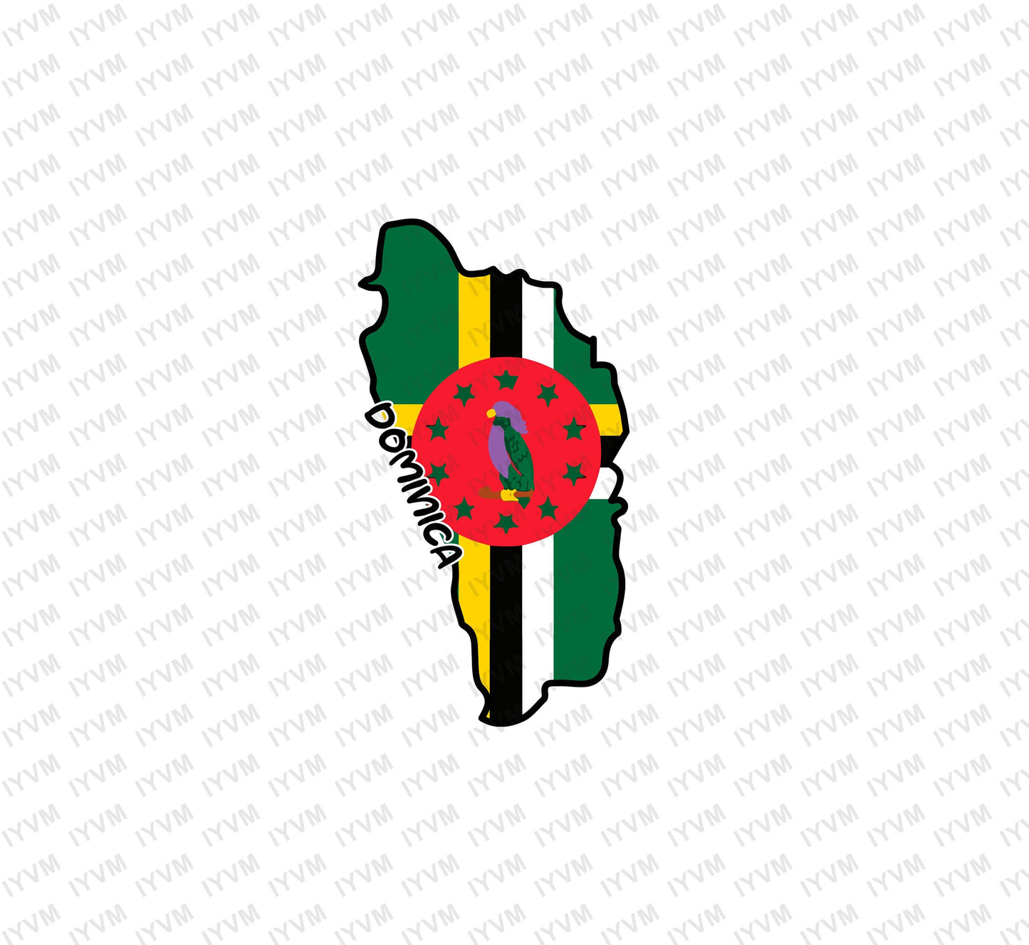 Dominica Map Iron On Heat Transfer Vinyl HTV / Commonwealth of Dominica / Apres Bondie, C'est La Ter / Roseau