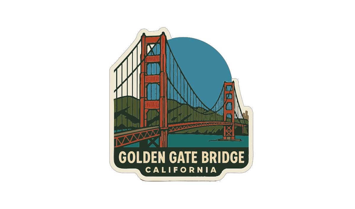 Golden Gate Bridge California Iron On Heat Transfer Vinyl HTV Die-Cut Symbolic