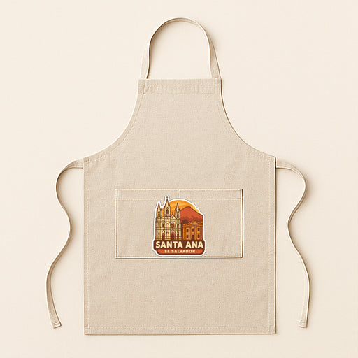 A beige apricot with a graphic of Santa Ana, a city in California, printed on it.