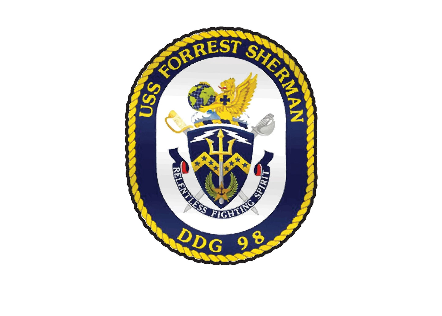 USS Forrest Sherman DDG-98 Badge Sticker Decal Arleigh Burke Class Destroyer Car Sticker Bumper Sticker for Car Emblem