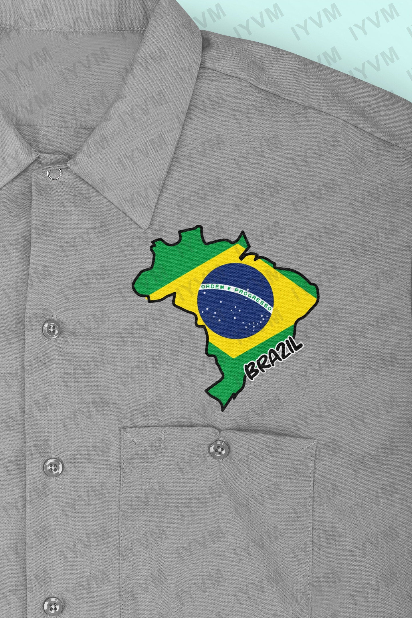 Brazil Map Iron On Heat Transfer Vinyl HTV / Brasília / Federative Republic of Brazil / Brazilian / Brasil / Ordem e Progresso