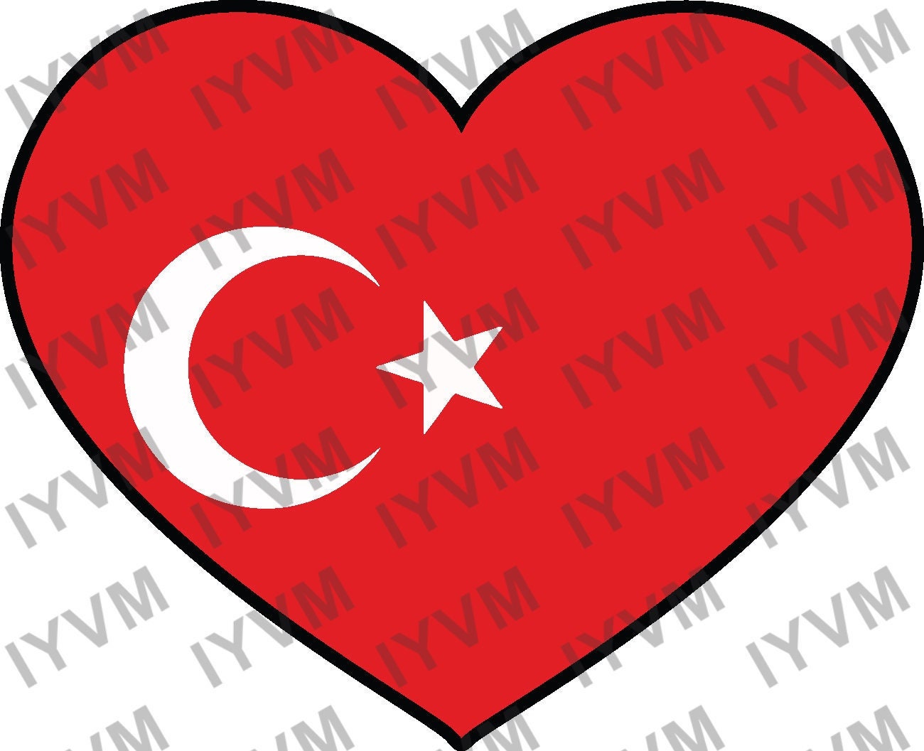 Turkey Flag Heart Sticker Decal / Republic of Turkey / Türkiye Cumhuriyeti / Ankara / Turkish /