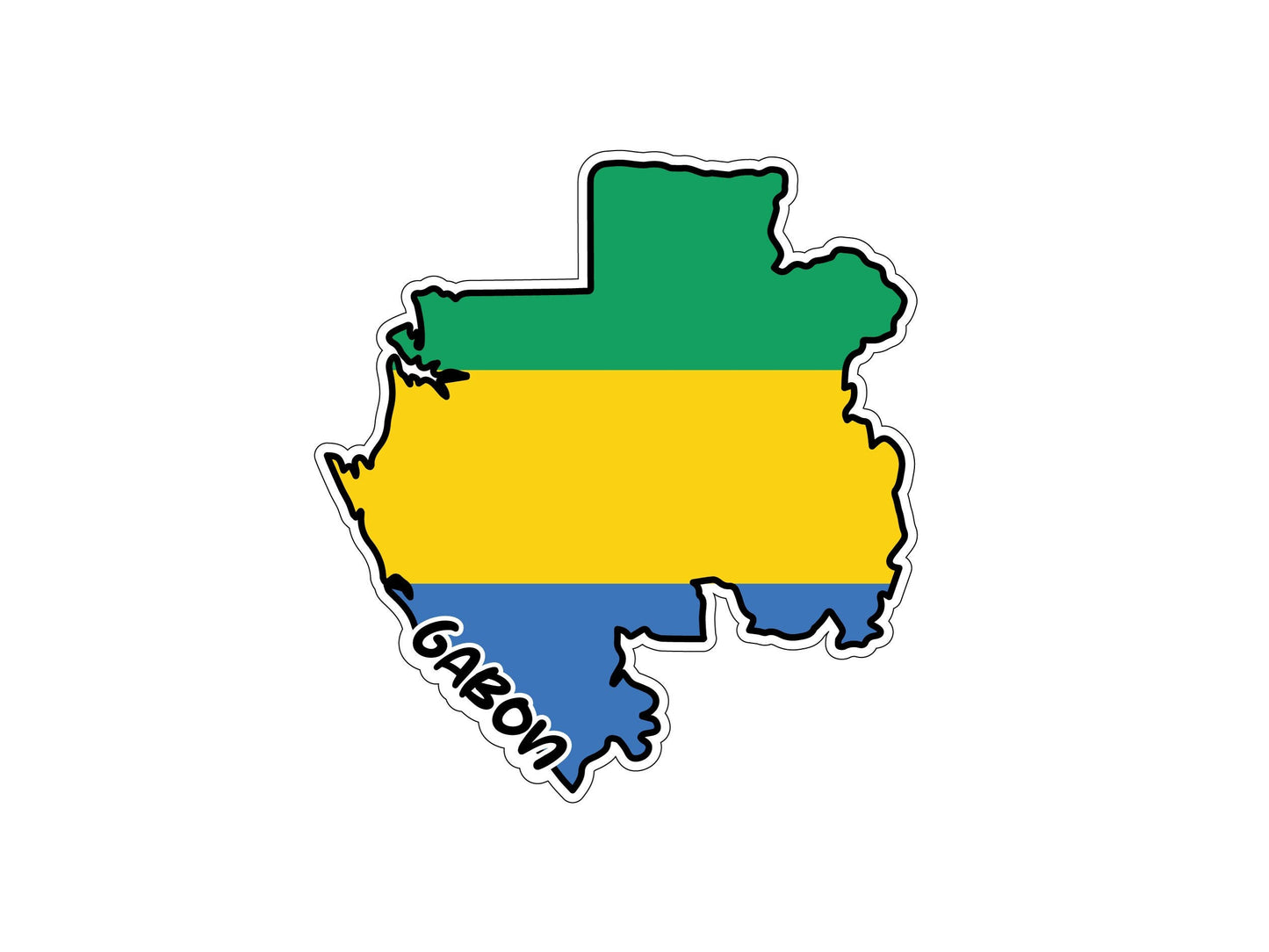 Gabon Map Flag Sticker Decal