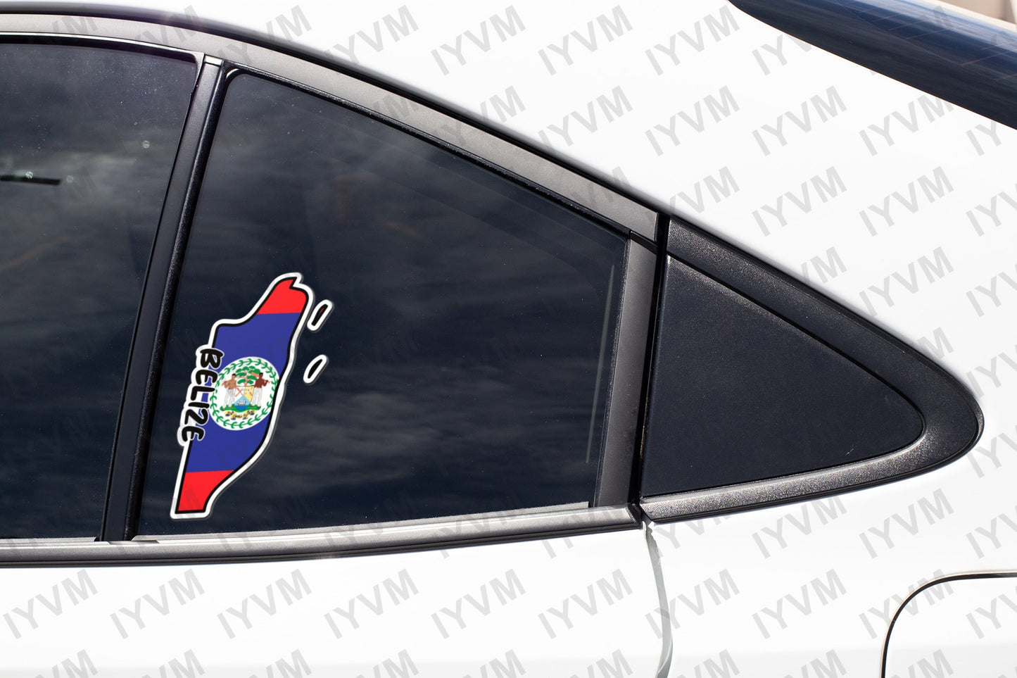 Belize Map Flag Sticker Decal / Belmopan / Sub umbra floreo / Belizean
