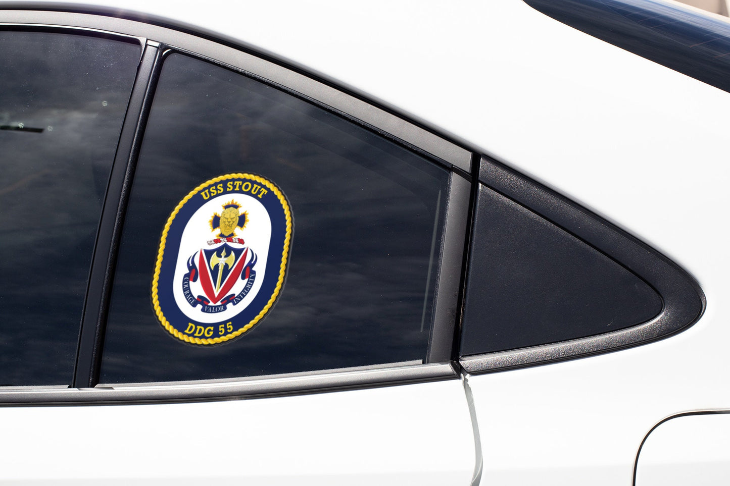 USS Stout DDG-55 Badge Sticker Decal Arleigh Burke Class Destroyer Car Sticker Bumper Sticker for Car Emblem