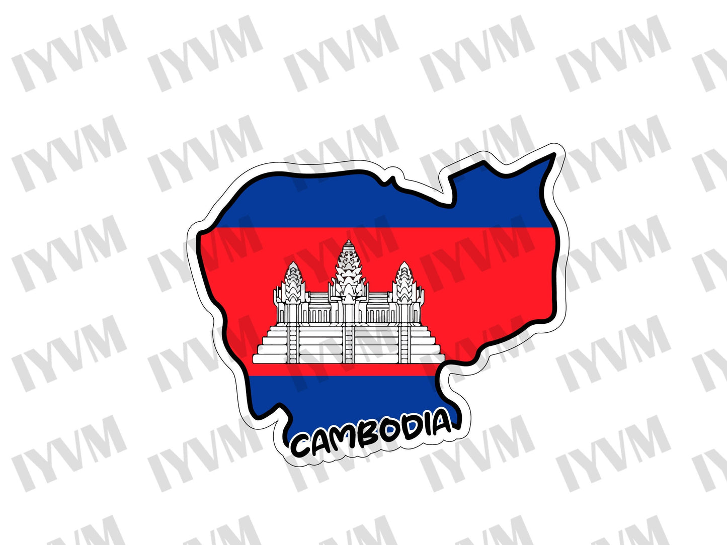 Cambodia Map Flag Sticker Decal / Phnom Penh / Kampuchea / Kingdom of Cambodia