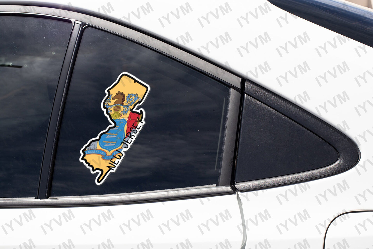 State of New Jersey Map Flag Sticker Decal  USA New Jersey State  Trenton  The Garden State  The Crossroads of the Revolution /