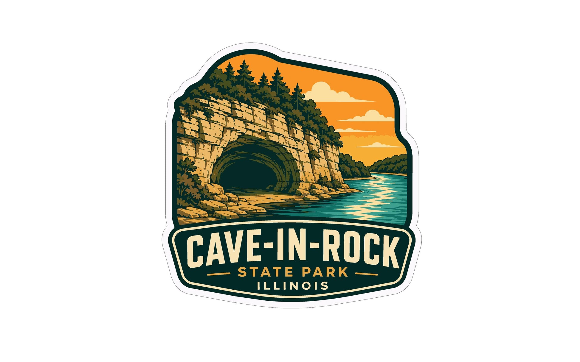 a sticker or logo for Cave-in-Rock State Park in Illinois.
