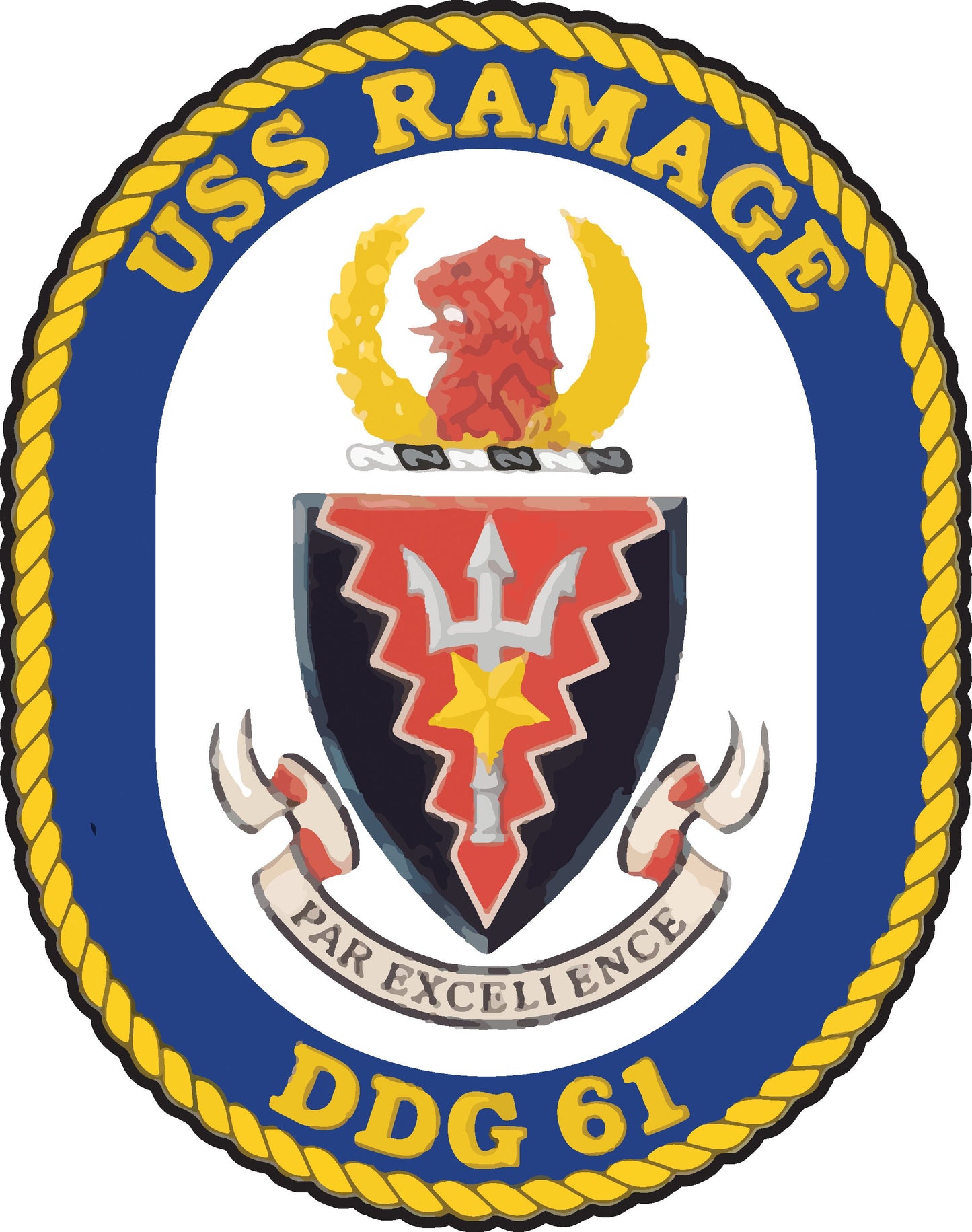 USS Ramage DDG-61 Badge Iron On Heat Transfer Vinyl HTV Arleigh Burke Class Destroyer