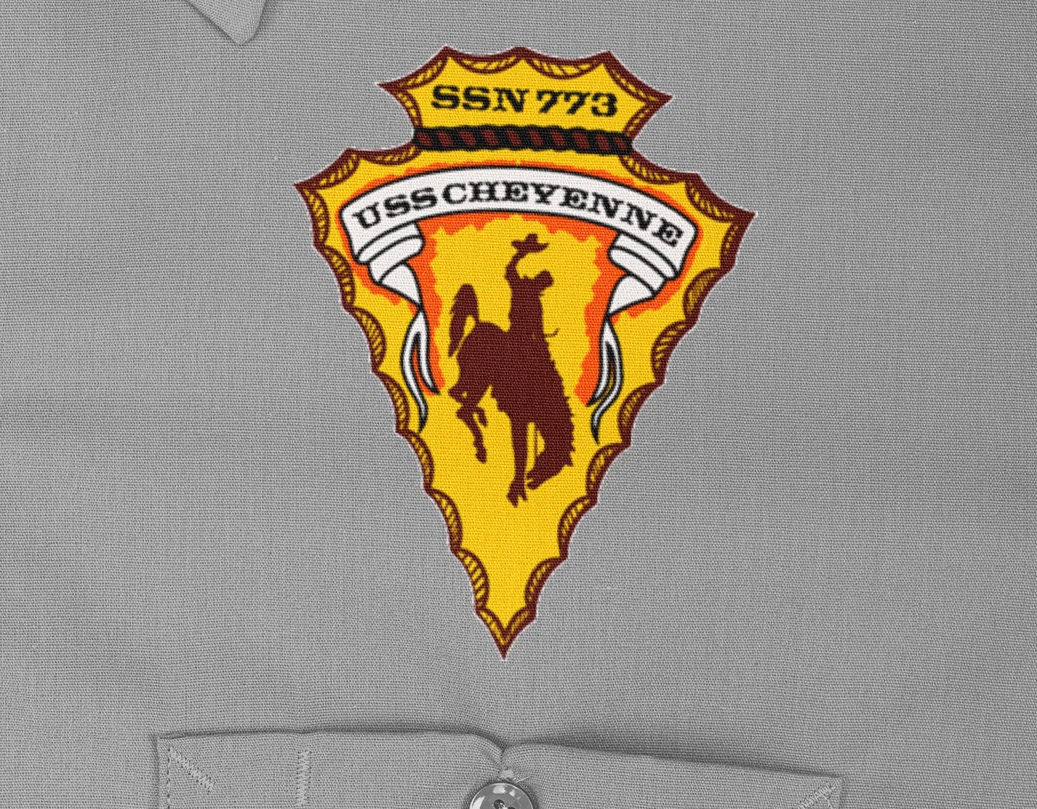 USS Cheyenne SSN-773 Badge Iron On Heat Transfer Vinyl HTV Los Angeles Class Attack submarine