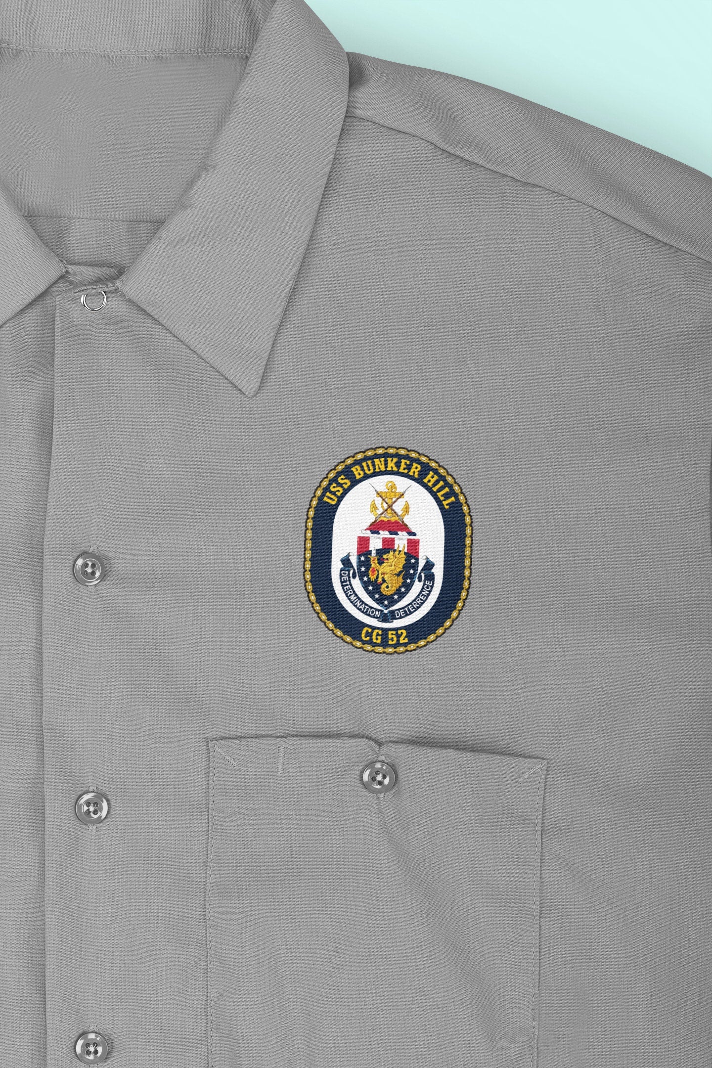 USS Bunker Hill CG-52 Badge Iron On Heat Transfer Vinyl HTV Ticonderoga Class Cruiser