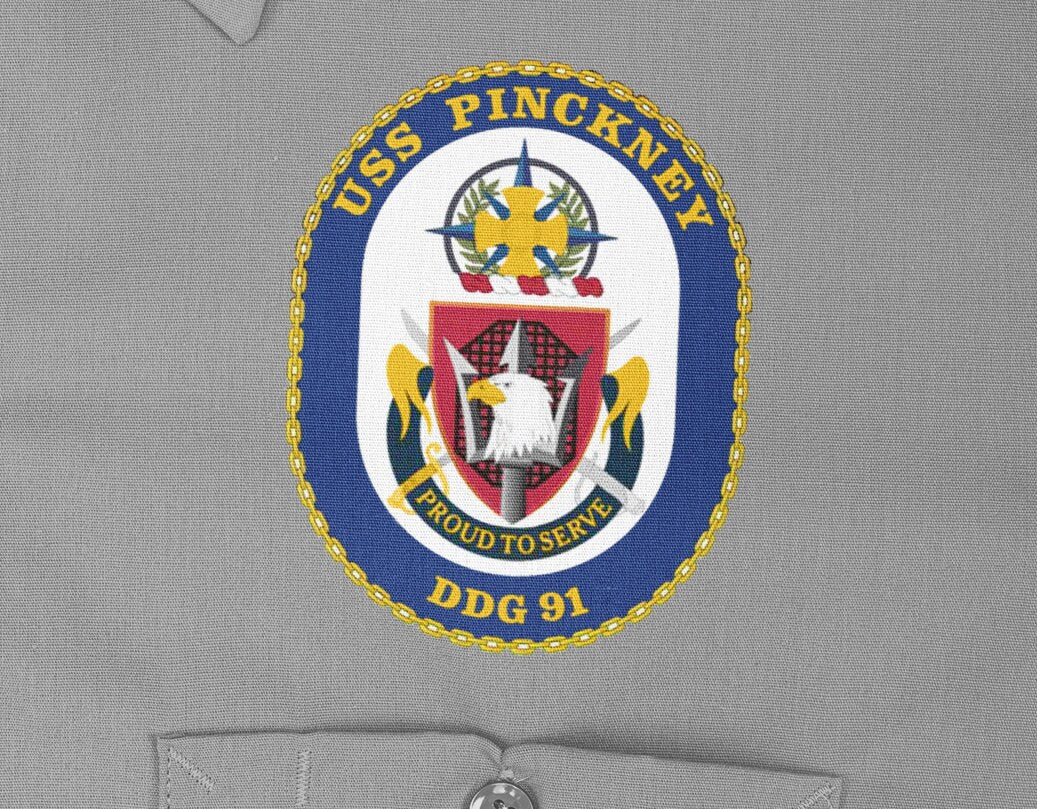USS Pinckney DDG-91 Badge Iron On Heat Transfer Vinyl HTV Arleigh Burke Class Destroyer