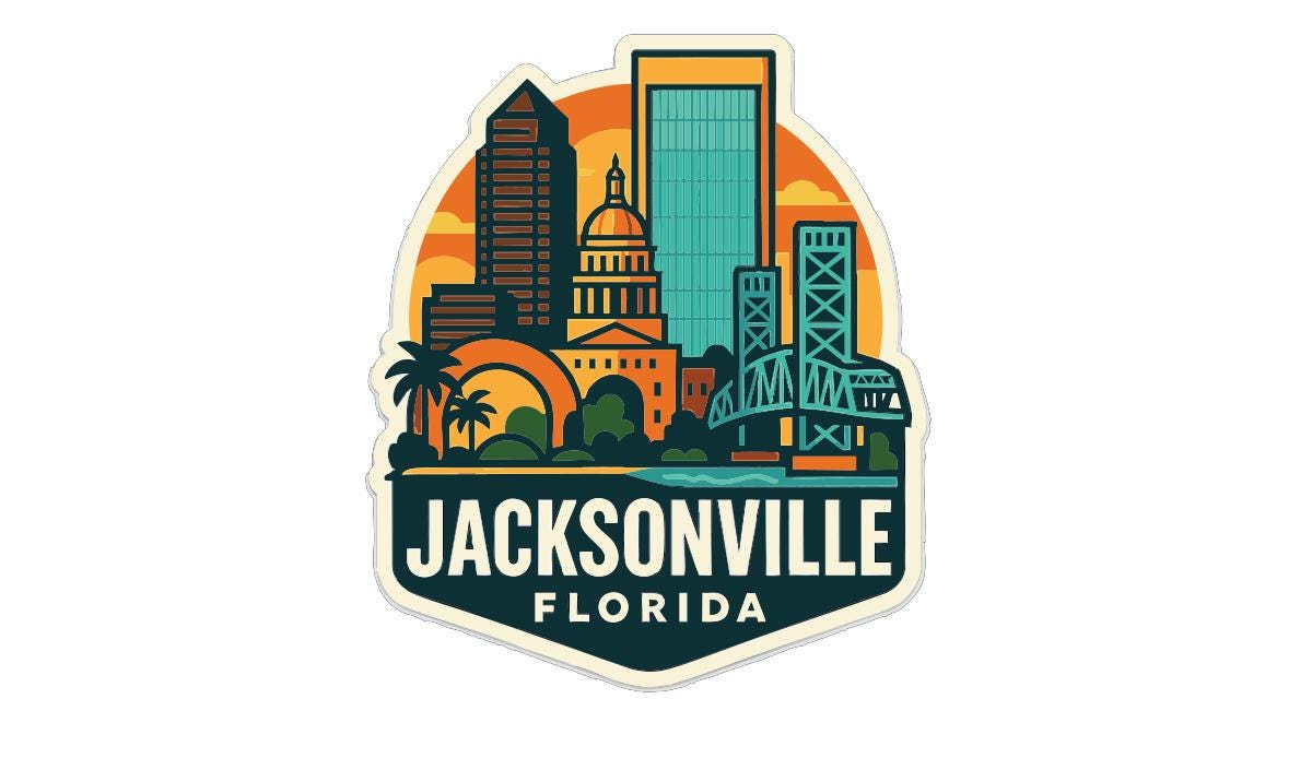 Jacksonville Florida Sticker Decal Vinyl Die-Cut City Skyline Landmark Design
