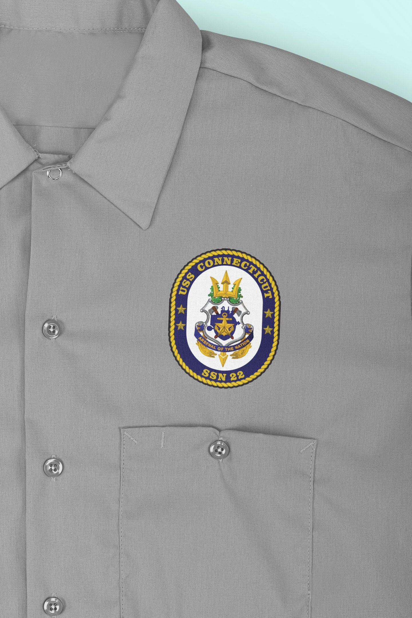 USS Connecticut SSN-22 Badge Iron On Heat Transfer Vinyl HTV Seawolf Class Attack Submarine