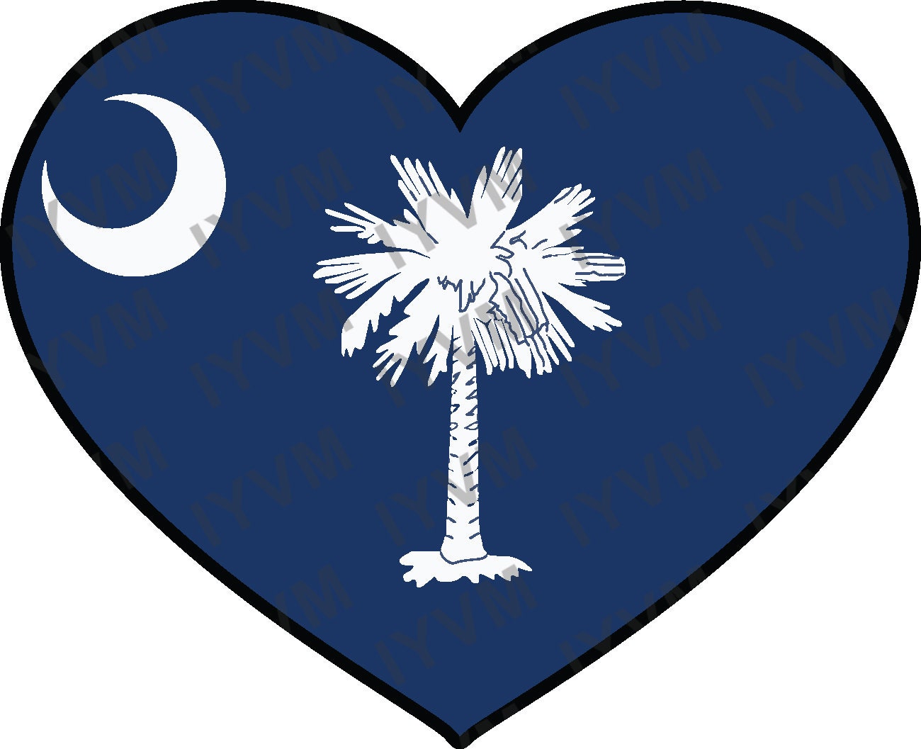 State of South Carolina Flag Heart Sticker Decal  USA South Carolina State  Columbia  The Palmetto State  Iodine Products State