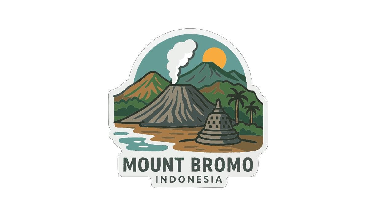 Mount Bromo Indonesia Iron On Heat Transfer Vinyl HTV Die-Cut Symbolic Landmark