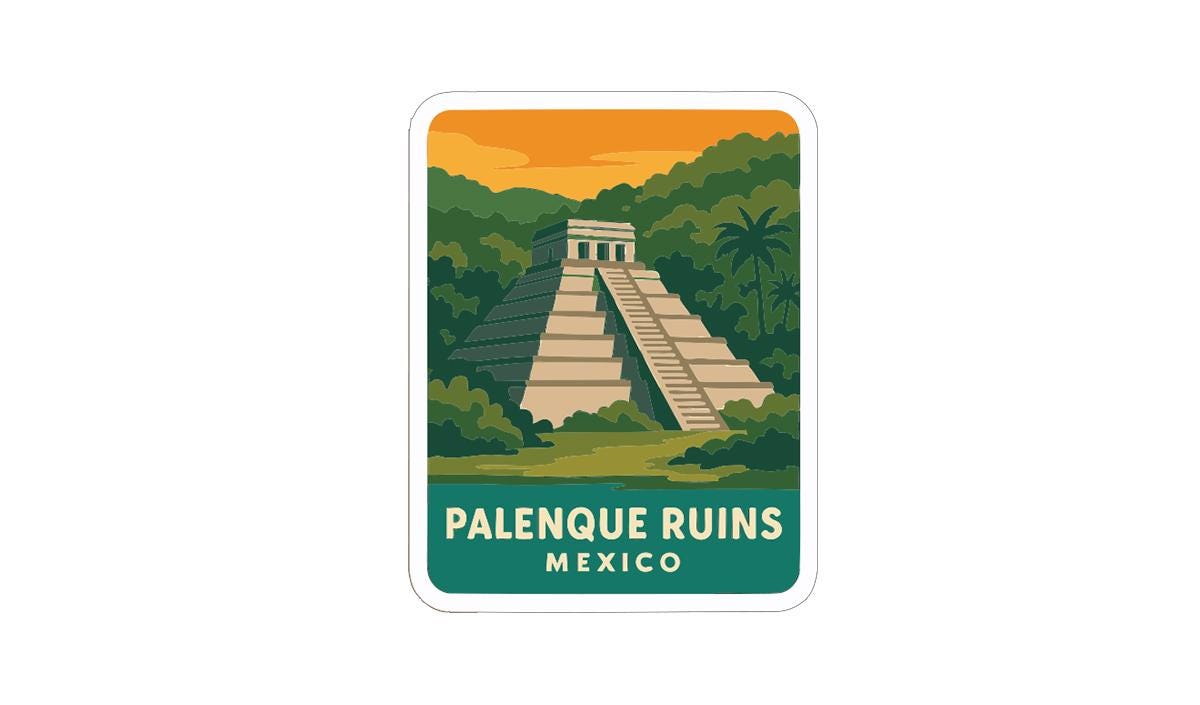Palenque Ruins Mexico Iron On Heat Transfer Vinyl HTV Die-Cut Symbolic Landmark