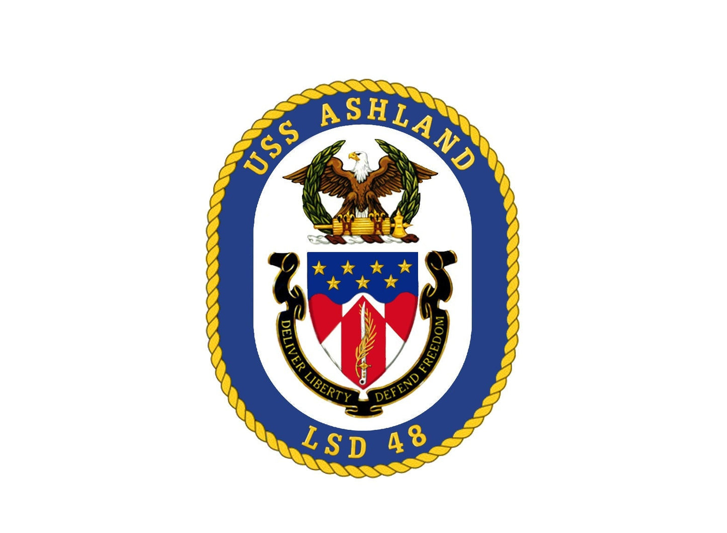 USS Ashland LSD-48 Badge Sticker Decal Whidbey Island Class Dock landing ship Car Sticker Bumper Sticker for Car Emblem