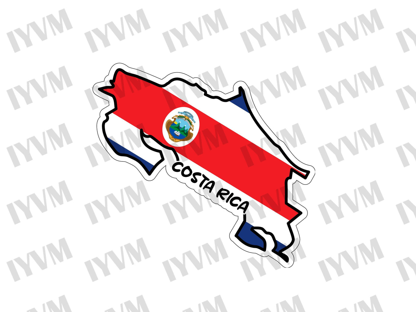 Costa Rica Map Flag Sticker Decal / Republic of Costa Rica / San José / Costa Rican