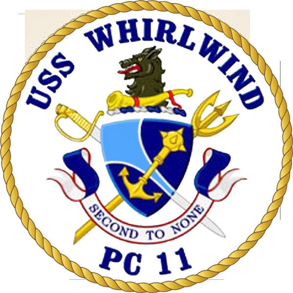 USS Whirlwind PC-11 Badge Iron On Heat Transfer Vinyl HTV Cyclone Class Patrol boat