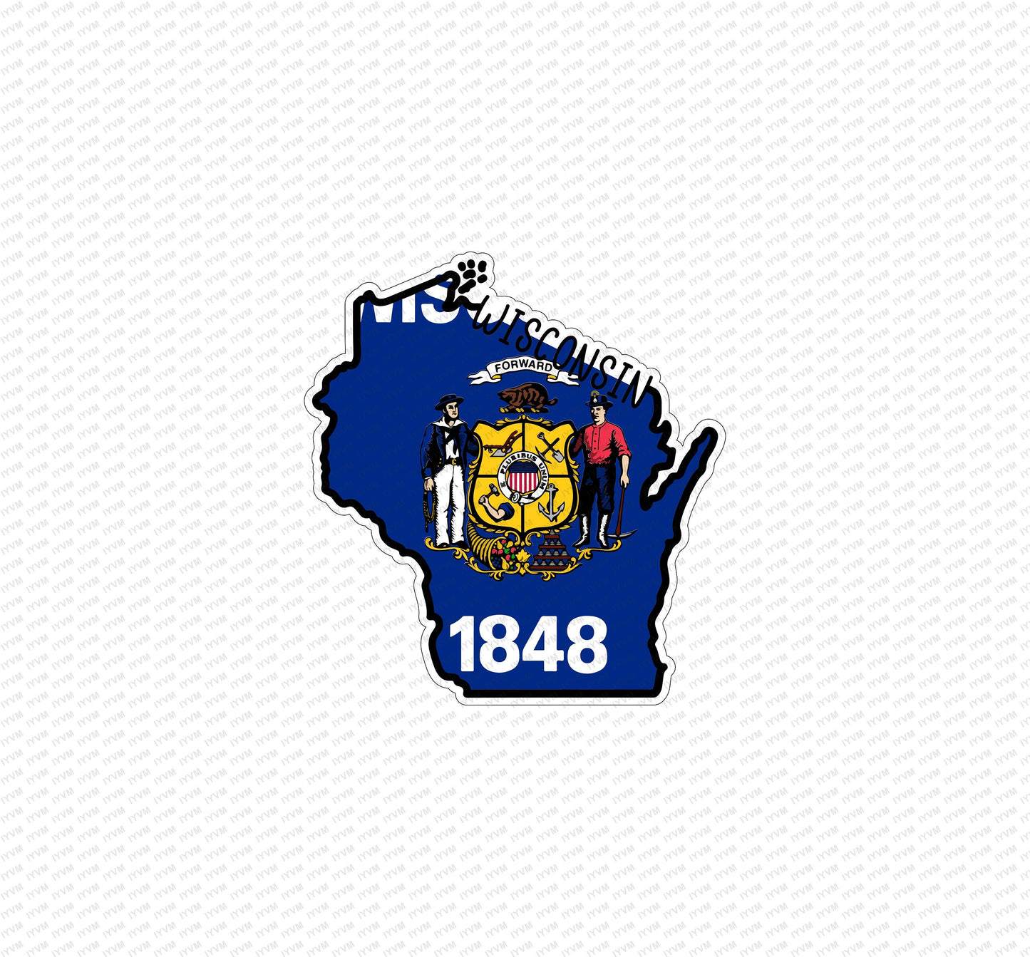 State of Wisconsin Map Flag Sticker Decal  USA Wisconsin State  Madison  The Badger State  America's Dairyland  The Mitten State /