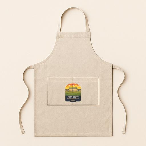 A beige apricot with a small graphic on the front pocket.