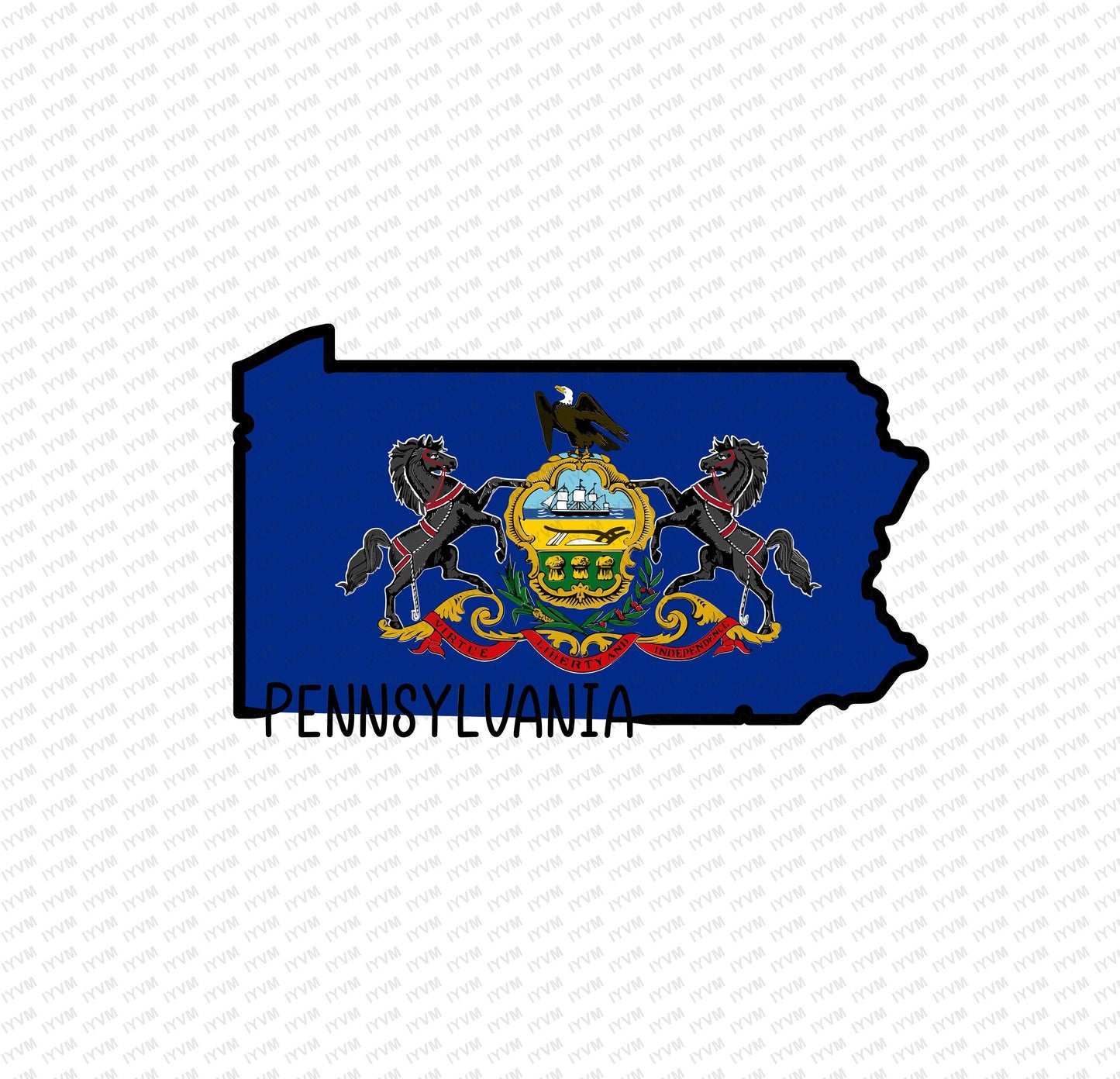 State of Pennsylvania Map Flag Sticker Decal  USA Pennsylvania State  Harrisburg  The Keystone State  Quaker State  Coal State / Railroad
