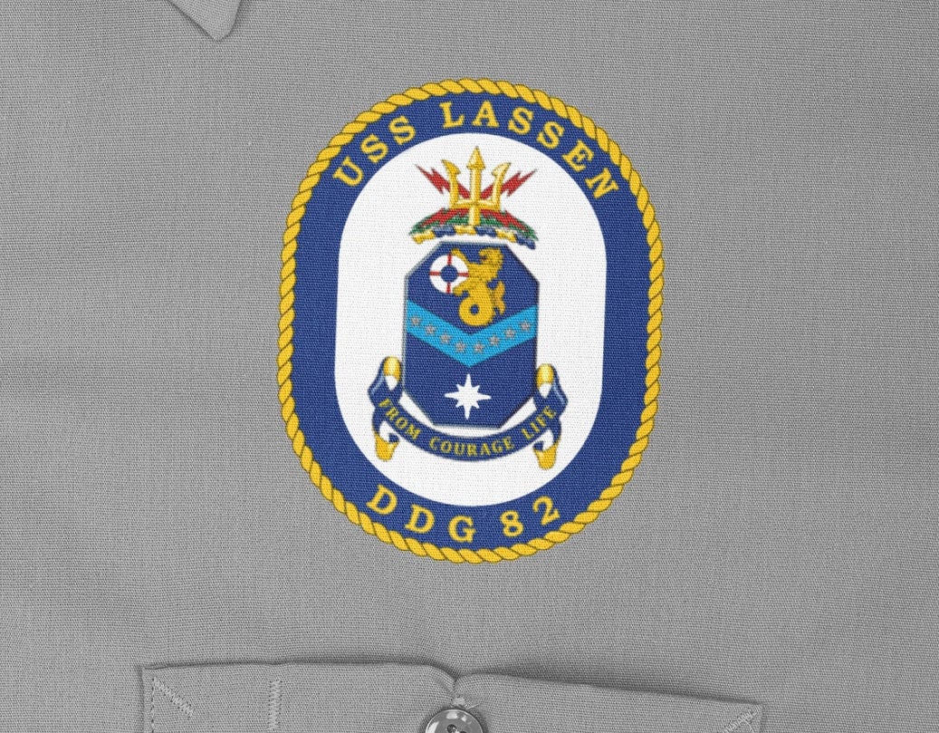 USS Lassen DDG-82 Badge Iron On Heat Transfer Vinyl HTV Arleigh Burke Class Destroyer