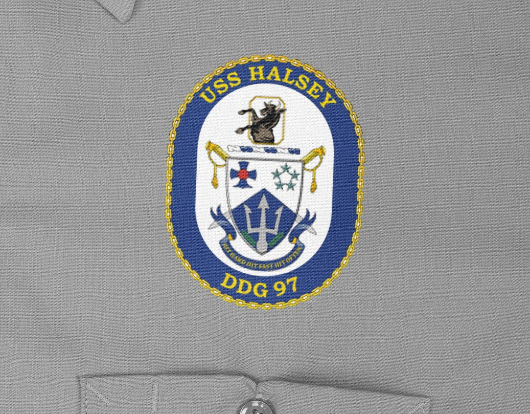 USS Halsey DDG-97 Badge Iron On Heat Transfer Vinyl HTV Arleigh Burke Class Destroyer